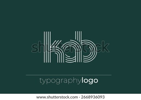 KAB modern geometric typography logo. Modern and stylish composition featuring a monochromatic typography logo illustration designed with intricate lines.