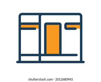 kaba islam building single isolated icon with dash or dashed line style