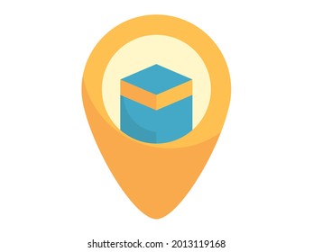 ubicación del pin meca kaba icono aislado único con estilo plano