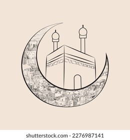 Kaba Outtline art kaba with moon