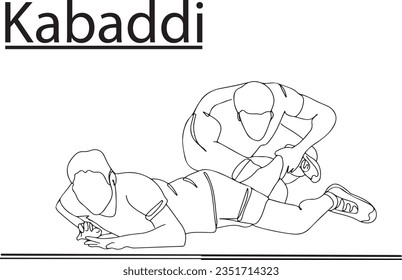 Evento del Campeonato de Kabaddi: Afiche ilustrado que muestra a jugadores profesionales de Kabaddi en acción, cartel del torneo de Kabaddi, caricatura de una sola línea Ilustración del jugador de Kabaddi