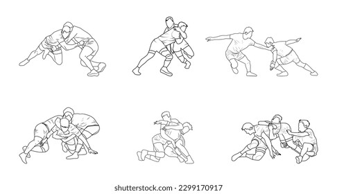 Kabaddi player playing sketches, drawing on white background