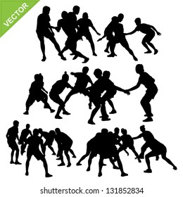 Kabaddi player silhouettes vector