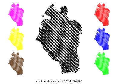 Kabaena Island (Subdivisions of Indonesia, Provinces of Indonesia) map vector illustration, scribble sketch Kabaena map