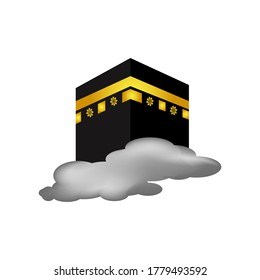 ka'bah and cloud vector on white background