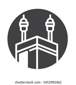 kabah icon with simple black-
small circle style use for islamic event, web, print or pictogram assets. ilustration of hajj, umrah, ramadan kareem, ied mubarak - line vector.
