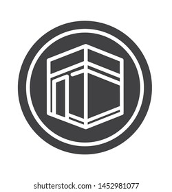kabah icon with simple black-
small circle style use for islamic event, web, print or pictogram assets. ilustration of hajj, umrah, ramadan kareem, ied mubarak - line vector.
