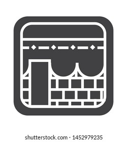 kabah icon with simple black square  style use for islamic event, web, print or pictogram assets. ilustration of hajj, umrah, ramadan kareem, ied mubarak - glyph vector.
