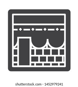 kabah icon with simple black square  style use for islamic event, web, print or pictogram assets. ilustration of hajj, umrah, ramadan kareem, ied mubarak - glyph vector.

