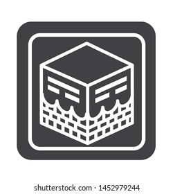 kabah icon with simple black square  style use for islamic event, web, print or pictogram assets. ilustration of hajj, umrah, ramadan kareem, ied mubarak - glyph vector.

