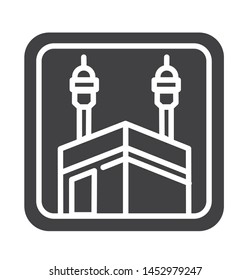 kabah icon with simple black square  style use for islamic event, web, print or pictogram assets. ilustration of hajj, umrah, ramadan kareem, ied mubarak - glyph vector.
