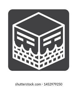 kabah icon with simple black square  style use for islamic event, web, print or pictogram assets. ilustration of hajj, umrah, ramadan kareem, ied mubarak - glyph vector.
