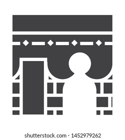 kabah icon with simple black square  style use for islamic event, web, print or pictogram assets. ilustration of hajj, umrah, ramadan kareem, ied mubarak - glyph vector.
