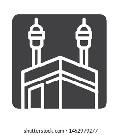 kabah icon with simple black square  style use for islamic event, web, print or pictogram assets. ilustration of hajj, umrah, ramadan kareem, ied mubarak - glyph vector.
