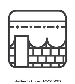 kabah icon with simple thin line style use for islamic event, web, print or pictogram assets. ilustration of hajj, umrah, ramadan kareem, ied mubarak - line vector.

