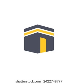 Kabah islamic graphic design template isolated Vector. Moslem pray place in arab