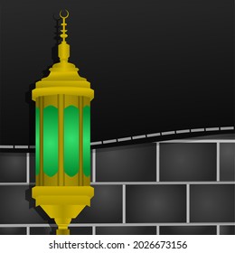 Ka'bah and lamp illustration. Vector illustration. 