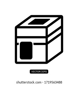 Icono de línea Ka'bah ilustra el logotipo para muchos fines. Aislado sobre fondo blanco.