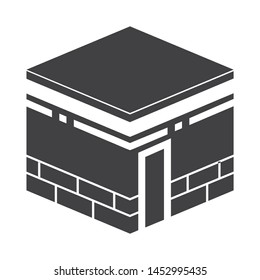 kabah - mecca icon with simple thin line style use for islamic event, web, print or pictogram assets. ilustration of hajj, umrah, ramadan kareem, ied mubarak - line vector.
