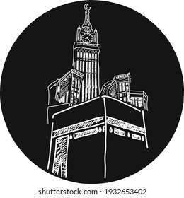 Ka'bah simple illustration white and black