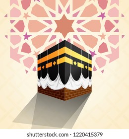 ka'bah vector with pattern background illustration