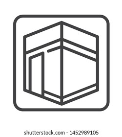 kabahicon with simple thin line style use for islamic event, web, print or pictogram assets. illustration of hajj, umrah, ramadan kareem, eidd mubarak - line vector.
