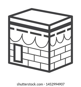 kabah-Mecca icon with simple thin line style use for islamic event, web, print or pictogram assets. ilustration of hajj, umrah, ramadan kareem, ied mubarak - line vector.
