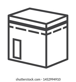 kabah-Mecca icon with simple thin line style use for islamic event, web, print or pictogram assets. ilustration of hajj, umrah, ramadan kareem, ied mubarak - line vector.
