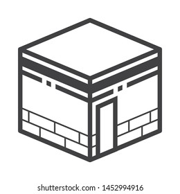 kabah-Mecca icon with simple thin line style use for islamic event, web, print or pictogram assets. ilustration of hajj, umrah, ramadan kareem, ied mubarak - line vector.

