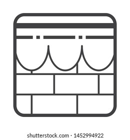 kabah-Mecca icon with simple thin line style use for islamic event, web, print or pictogram assets. ilustration of hajj, umrah, ramadan kareem, ied mubarak - line vector.
