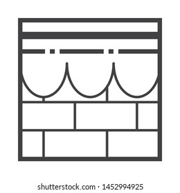 kabah-Mecca icon with simple thin line style use for islamic event, web, print or pictogram assets. ilustration of hajj, umrah, ramadan kareem, ied mubarak - line vector.
