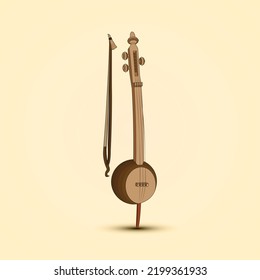 Kabak kemane, one of the Turkish folk music instruments. Vector illustration.