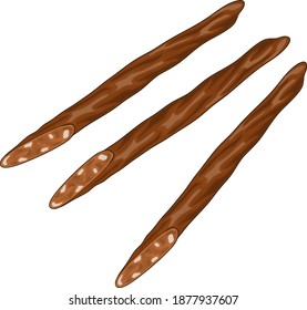 kabanos, polish thin sausages, hand drawn cartoon vector illustration