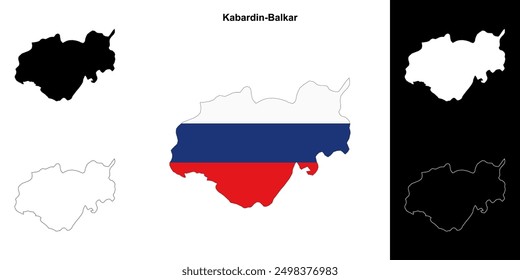 Kabardin-Balkar blank outline map set