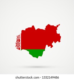 Kabardino-Balkar Republic map in Belarus flag colors, editable vector.