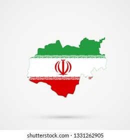 Kabardino-Balkar Republic map in Iran flag colors, editable vector.