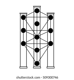 The Kabbalah Tree of Life vector icon symbol design. Illustration isolated on white background. Simplified sign. Main glyph of the Qabalists.