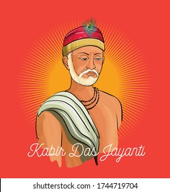 Kabir Das Jayanti a birth anniversary of Indian Poet from 15th Century illustration vector