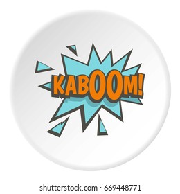 Kaboom, comic text sound effect icon in flat circle isolated on white background vector illustration for web