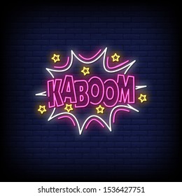 Kaboom Neon Signs Style Text Vector