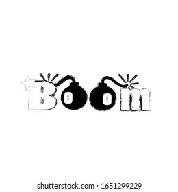 Kaboom.Warning scene with bombs and explosion.Attention.