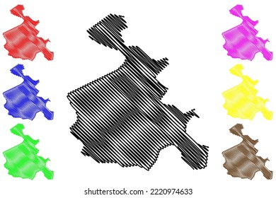 Kabosa Island (Republic of the Union of Myanmar, Burma, Mergui, Myeik Archipelago, Indian Ocean) map vector illustration, scribble sketch Kabosa map