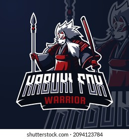 Kabuki fox japanese asian warrior e-sport mascot logo design