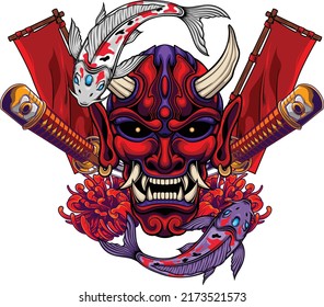 Kabuki mask illustration with premium quality stock vector