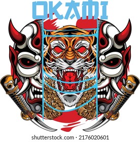Kabuki mask illustration with premium quality stock vector