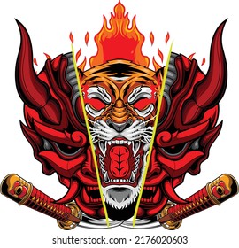 Kabuki mask illustration with premium quality stock vector