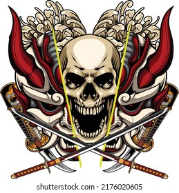 Kabuki mask illustration with premium quality stock vector