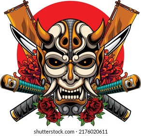 Kabuki mask illustration with premium quality stock vector