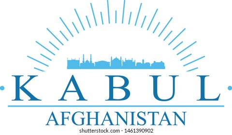 Kabul Afghanistan City. Banner Design. City Skyline. Silhouette Vector. Famous Monuments.