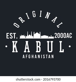 Kabul, Afghanistan Skyline Original. A Logotype Sports College And University Style. Illustration Design Vector City.